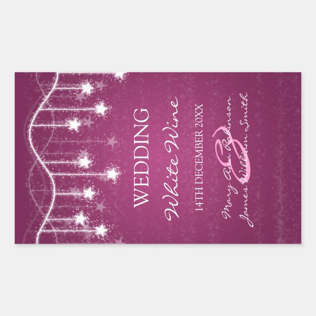 Adesivo Retangular Rótulo Elegante De Vinho Para Vestir Estrelas Berr (Frente)