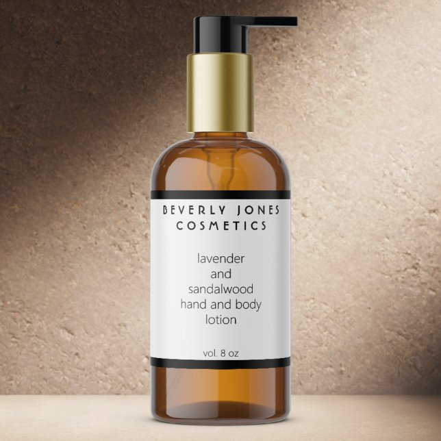 Adesivo Retangular Rótulo Elegante Mínimo de Cosméticos Branco e Pret (Criador carregado)