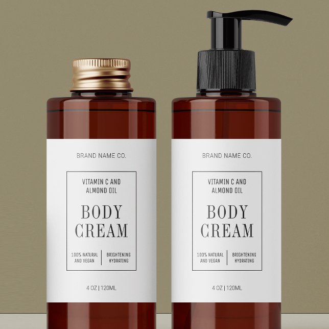 Adesivo Retangular Rótulo envolvente de garrafa cosmética simples mod (Minimalist fully editable cosmetic bottle wraparound label template in black and white)