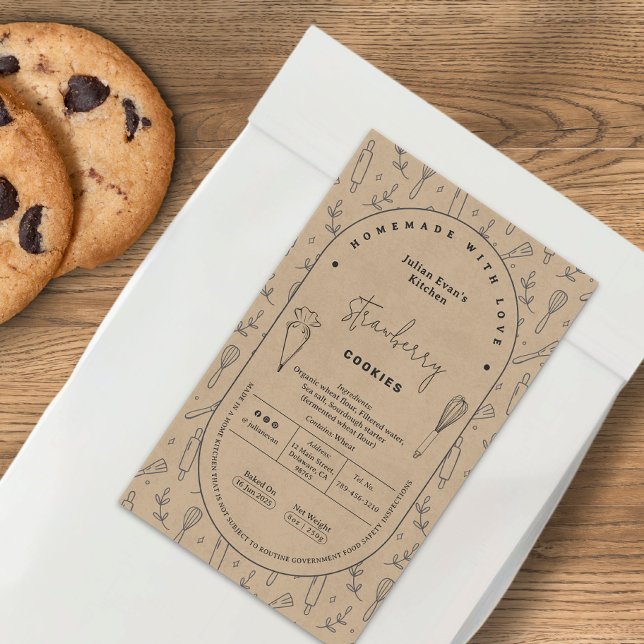 Adesivo Retangular Rótulo Rótulo da Lei de Algodão para Ocupação de C (Rustic Cooking Utensils Pastry Cottage Law Label)