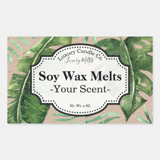 Adesivo Retangular Rótulo Tropical Kraft Soy Wax Melt (Frente)