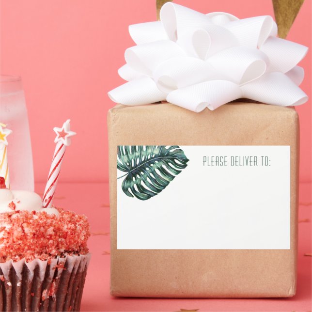 Adesivo Retangular Rótulos de envio para correspondência da Monstera  (Festa)