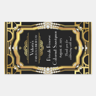 Adesivo Retangular Rótulos de Garrafa de Vinho Art Deco