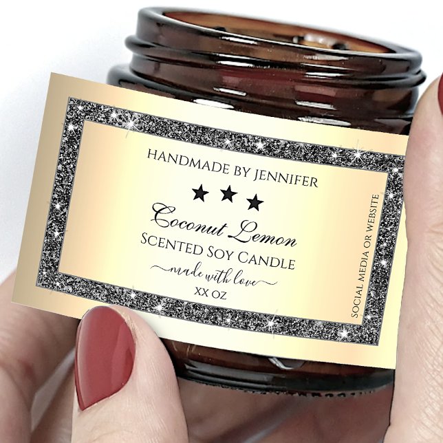 Adesivo Retangular Rótulos de produto com efeito Dourado de brilho pr (Criador carregado)