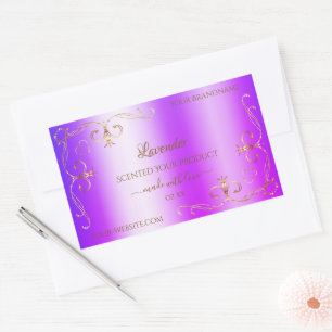 Adesivo Retangular Rótulos de produto do Ornamentado Dourado com Shim