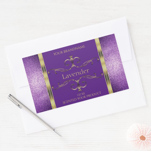 Adesivo Retangular Rótulos de Produto Dourado Elegante Bordas da Larg (Envelope)