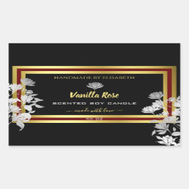 Adesivo Retangular Rótulos de produto floreal de captura ocular Preto