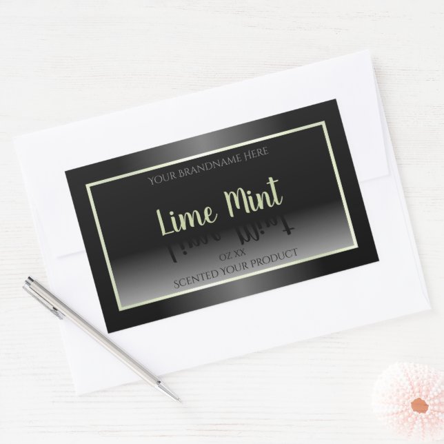 Adesivo Retangular Rótulos modernos de produtos profissionais em pret (Envelope)