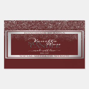 Adesivo Retangular Rótulos Noble Burgundy e Silver Product Packaging