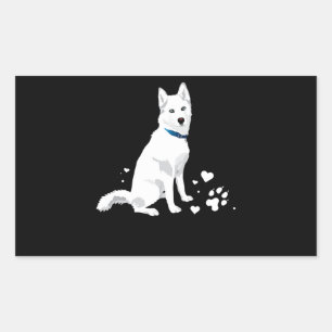 Adesivo Retangular Rouco Siberian Husky Sweet White Snow Dog