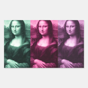 Adesivo Retangular Roxo cor-de-rosa verde de Mona Lisa