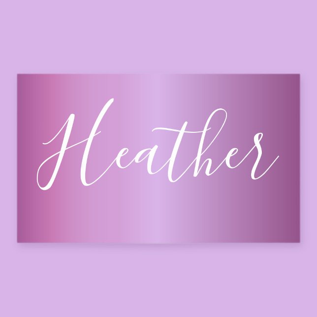 Adesivo Retangular Roxo Violeta & Letra Branca Personalizada (Criador carregado)