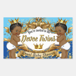 Adesivo Retangular Royal African Twin BOYS  Azul e Dourados Sparkles