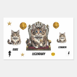 Adesivo Retangular Royal  Cat Stickers-Common,Rare,Legendary