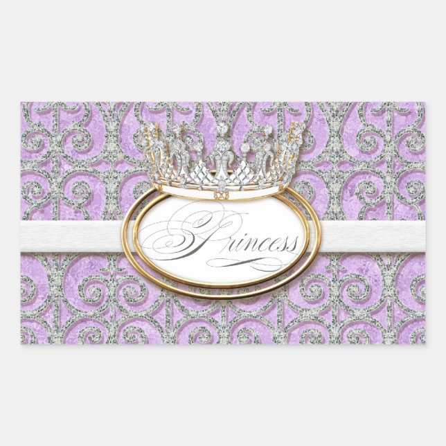 Adesivo Retangular Royal Princess Crown Girl Chá de fraldas Sticker S (Frente)