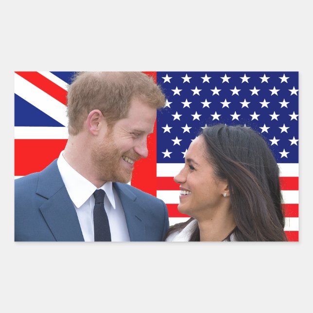 Adesivo Retangular Royal Wedding Harry e Meghan (Frente)