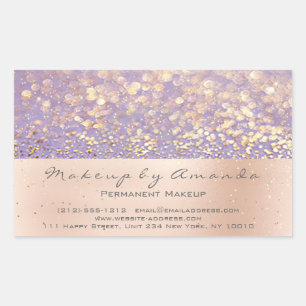 Adesivo Retangular RSVP de Blush de Confetti Dourado Makeup Glitter R