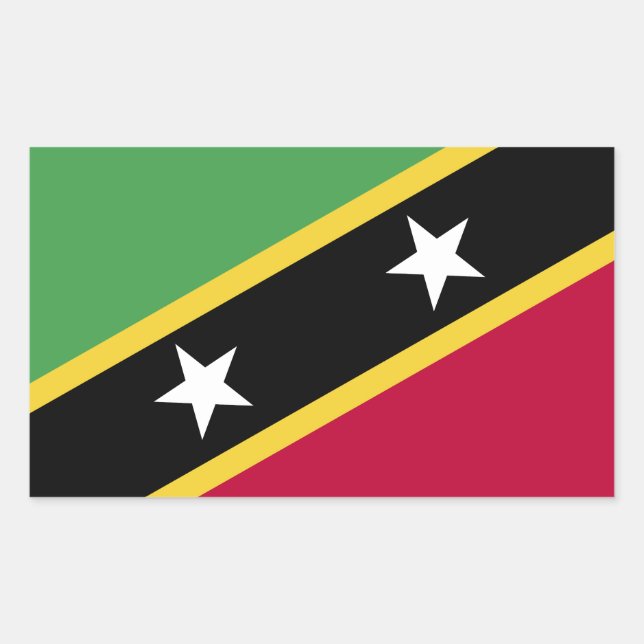 Adesivo Retangular Rua. Bandeira de Kitts e Nevis (Frente)