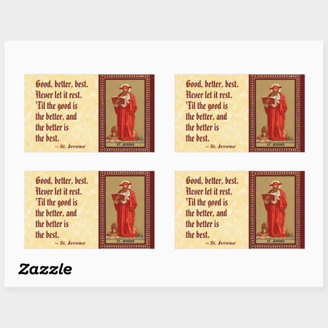 Adesivo Retangular Rua. Jerome como Cardeal com Leão (P 004) (Folha)