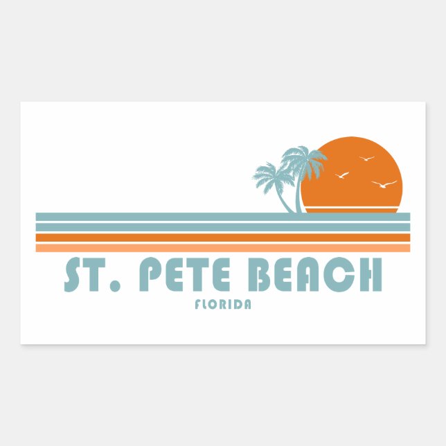 Adesivo Retangular Rua. Pete Beach Florida Sun Palm Trees (Frente)