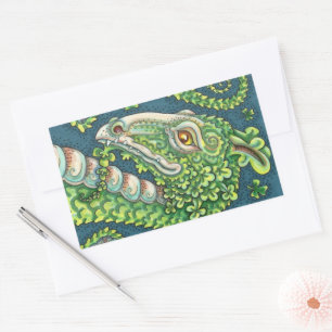 ADESIVO RETANGULAR RUAS. O GREEN SHAMROCK DRAGON DE PATRICK, FANTASIA