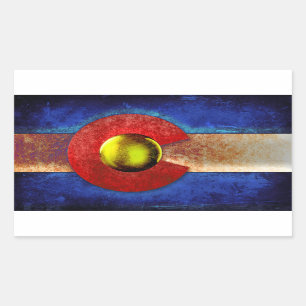 Adesivo Retangular Rusted Metal Colorado Flag