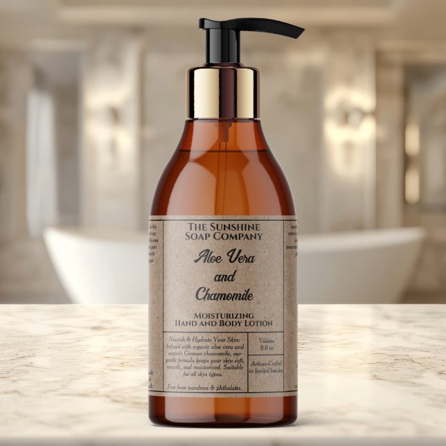 Adesivo Retangular Rustic kraft paper cosmetics bottle label  (Criador carregado)