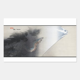 Adesivo Retangular Ryu Shoten: Dragão Crescente sobre Fuji, Japão