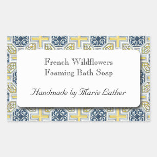 Adesivo Retangular Sabão personalizado ou padrão de Azulejo azul azul