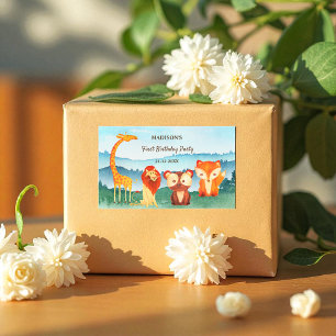 Adesivo Retangular Safari Animal Blue Green Party Stick