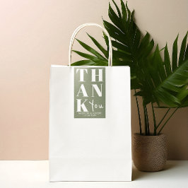 Adesivo Retangular Sage Green Bold Simple Obrigado Favor De Casamento