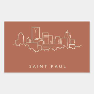 Adesivo Retangular Saint Paul, skyline de Minnesota