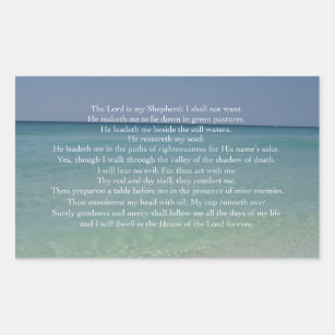 Adesivo Retangular Salmo 23 O Senhor é a minha pastora, bela praia