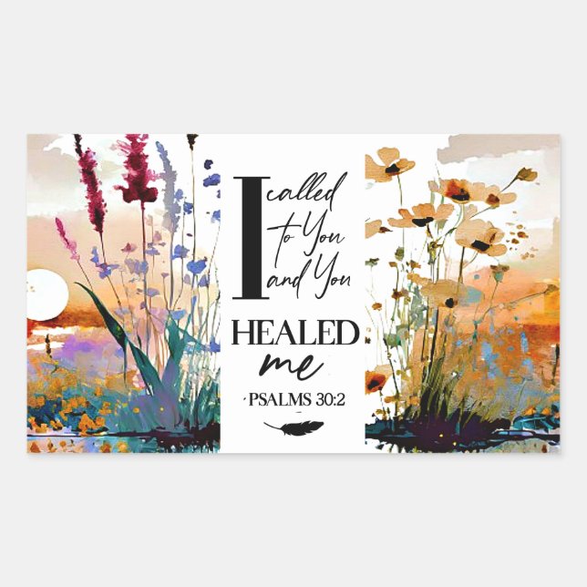 Adesivo Retangular Salmo 30:2 Lorde, você me curou Bíblia cristã (Frente)
