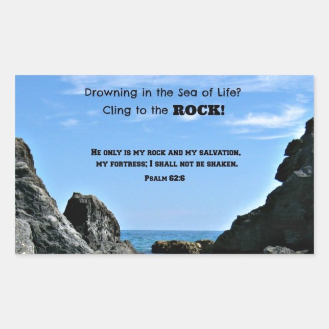 Adesivo Retangular Salmo 62:6 Ele é só a minha pedra.... (Frente)