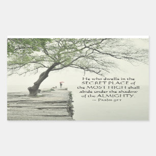 Adesivo Retangular Salmo 91:1 Aquele que mora no lugar secreto