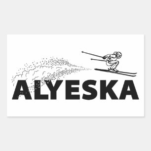 Adesivo Retangular Saltador de Esqui Alyeska Alasca