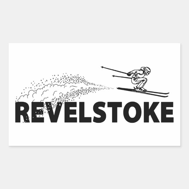 Adesivo Retangular Saltador de Esqui Revelstoke Colúmbia Britânica (Frente)
