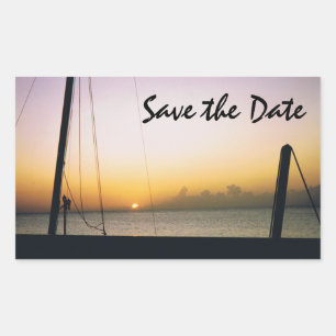 Adesivo Retangular Salve o casamento de Date/Beach Island