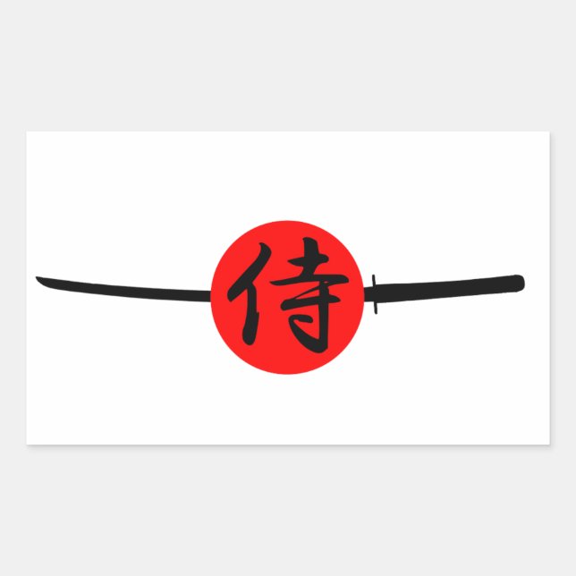 Adesivo Retangular SAMURAI - Espada & Kanji (Frente)