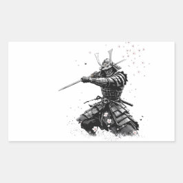 Adesivo Retangular Samurai Warrior in Action Japanese Art Ceramic 