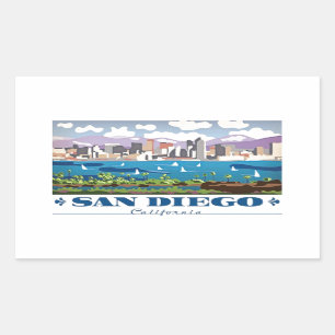 Adesivo Retangular San Diego Skyline