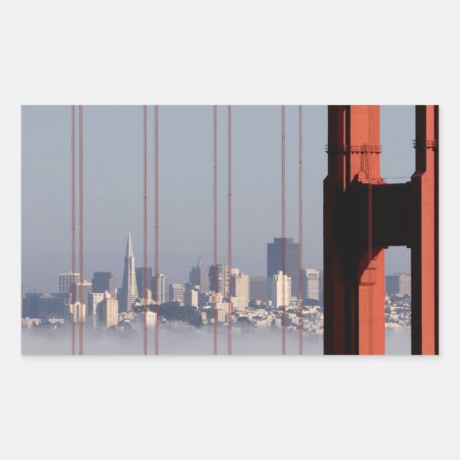 Adesivo Retangular San Francisco Skyline, da ponte Ouro Gate. (Frente)