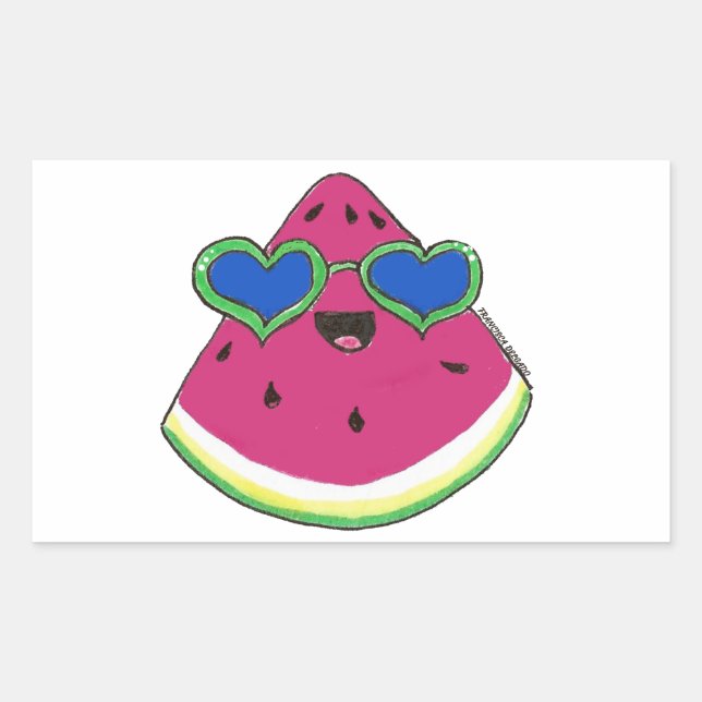 Adesivo Retangular Sandía con gafas de sol (Frente)