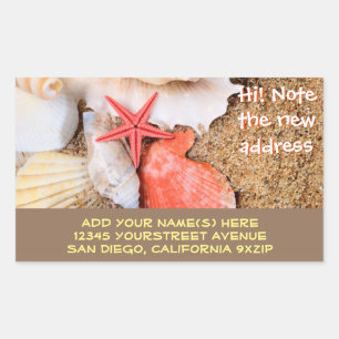 Adesivo Retangular Sandy Beach da estrela do mar dos Seashells