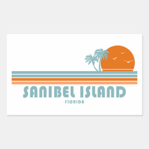 Adesivo Retangular Sanibel Island Florida Sun Palm Trees
