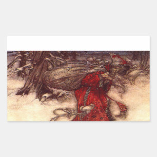 Adesivo Retangular Santa Claus Arthur Rackham