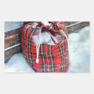 Adesivo Retangular Santa Claus Bag na neve