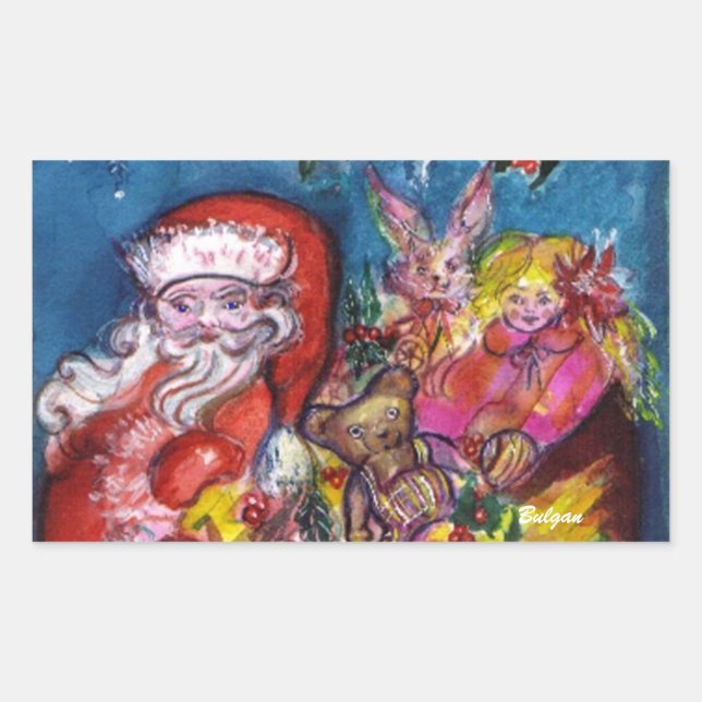 ADESIVO RETANGULAR SANTA CLAUS COM PRESENTES (Frente)