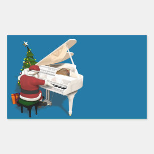 Adesivo Retangular Santa Claus Pianist